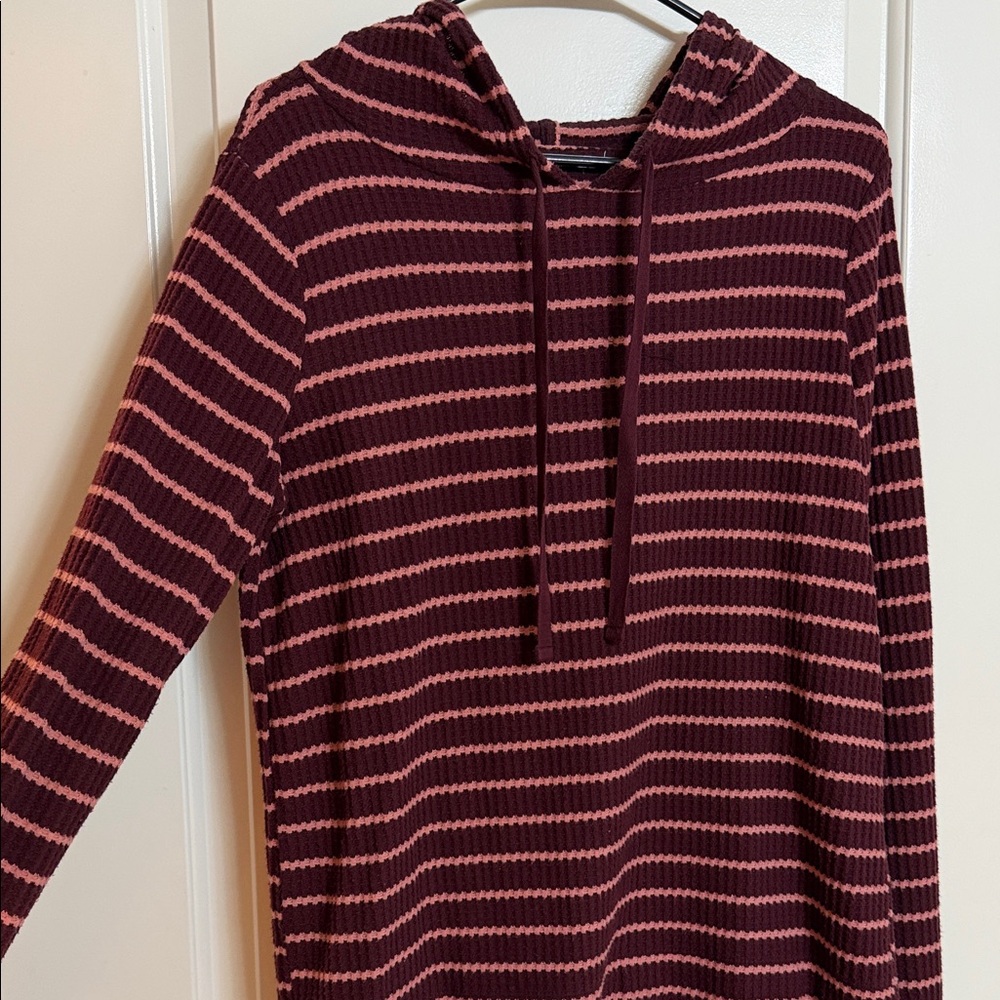 Striped Hooded Sweater - Pink and Brown